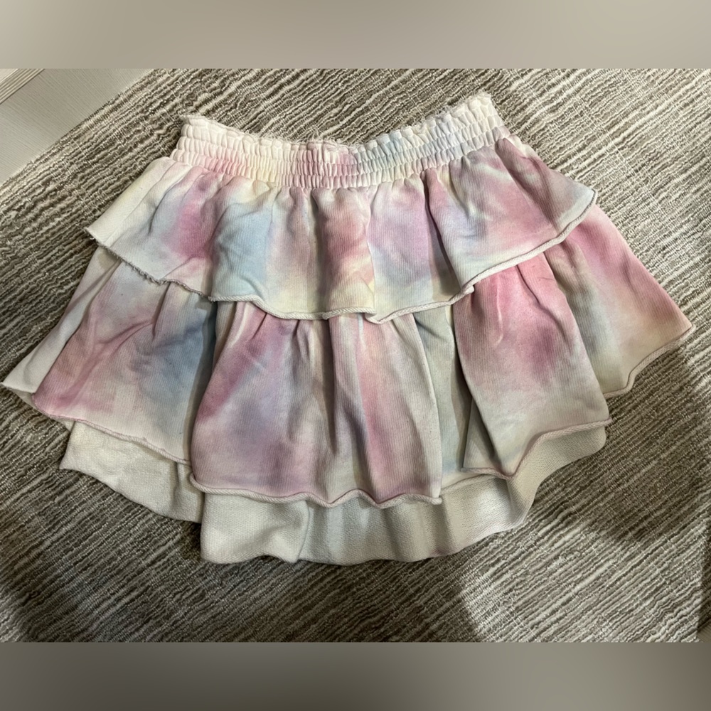 Loveshackfancy tie dye mini skirt size small